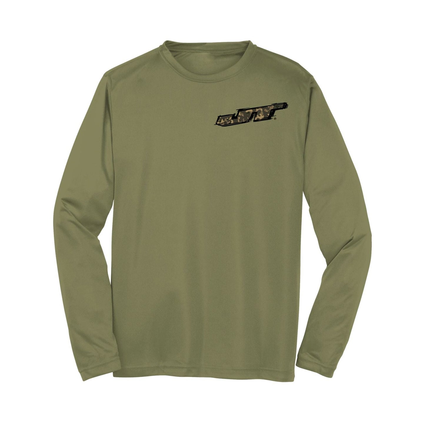 JT Camo Grunge Logo DryFit Long Sleeve - Olive