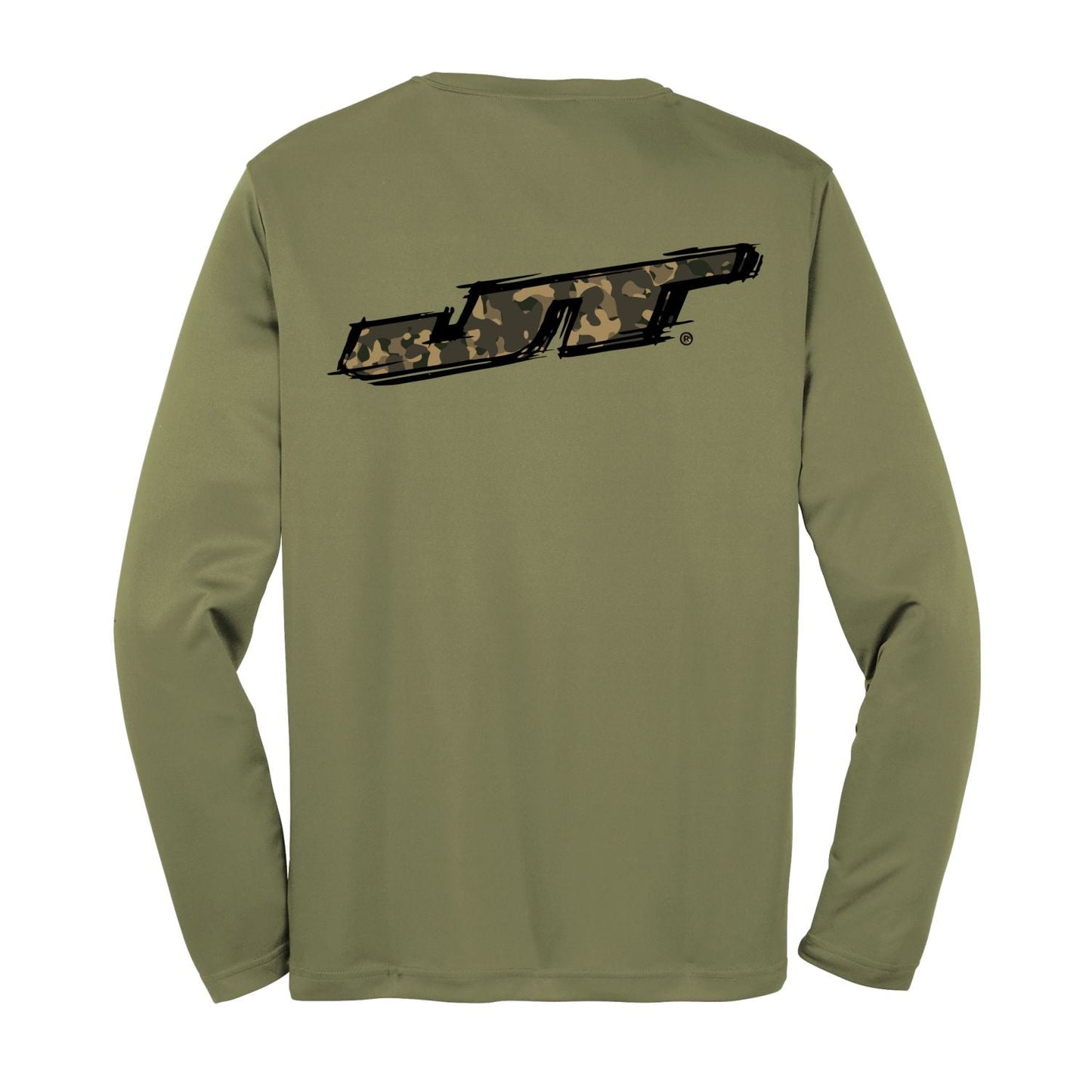 JT Camo Grunge Logo DryFit Long Sleeve - Olive